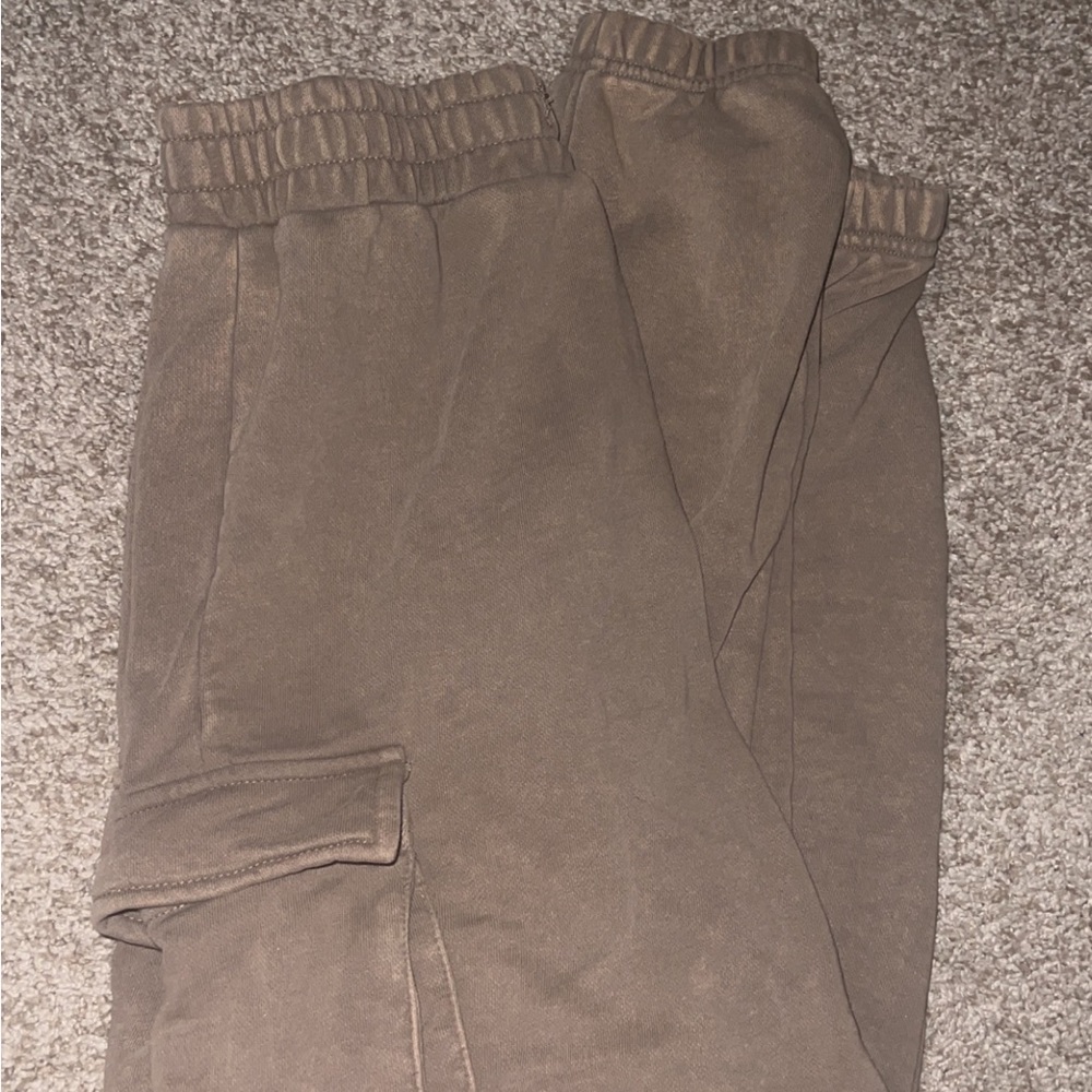 brown washed cargo sweatpants